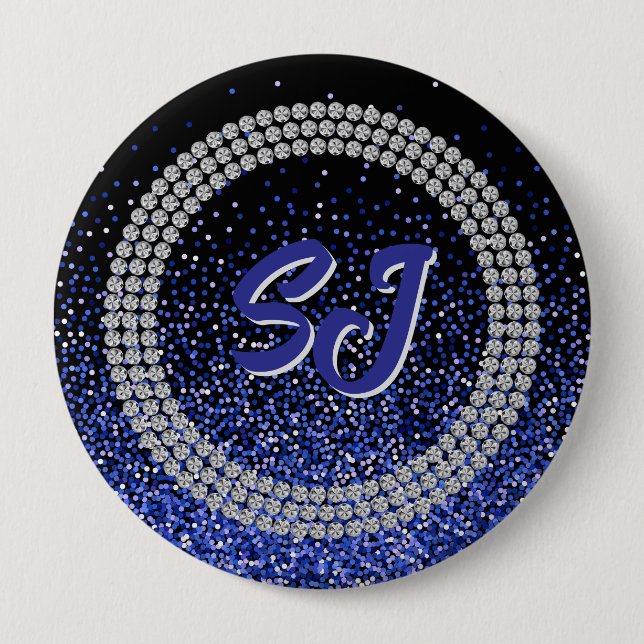 Kunglig Glitter Rhinestone Monogram Knapp (Framsida)