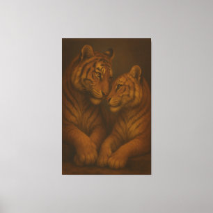 Kunglig Gul-Tonad Vit Tiger Par – Museumskvalitet Canvastryck