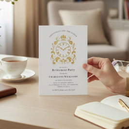 Kunglig Guld Flourish Ur Pensionärsfest Annonserin Inbjudningar