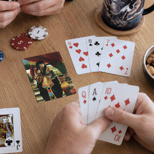 Kunglig Guld Forntida Egyptisk Drottning Mytologi Spel Kort