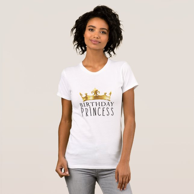 Kunglig Guld Krona Födelsedags Prinsessa Fest T Shirt (Hel framsida)