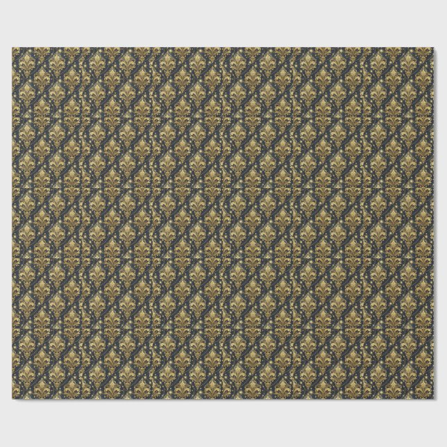 Kunglig guldglitter Damaskkunglig palatsmönsterkon Presentpapper (Platt)