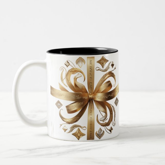 Kunglig Gylden Fenix Lyxig Design Tvåtons Mugg (Vänster)