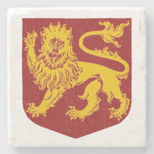 Kunglig Gyllene Lejon Heraldik Röd Sköld Underlägg Sten