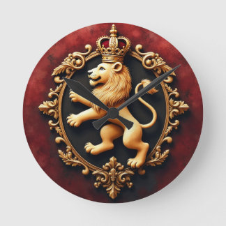 Kunglig heraldisk gobelängmönster rund klocka