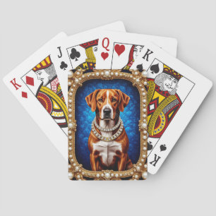 Kunglig hundporträtt med överdådig förgylld ram casinokort