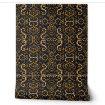 Kunglig Indigo Guld Paisley Ornamental Afrikansk T