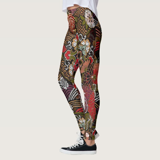 Kunglig japan broderat silke leggings (Vänster)