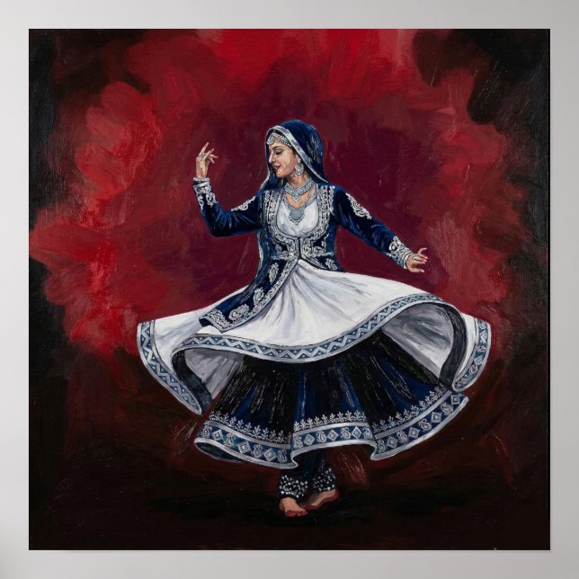 Kunglig Kathak-dansare Samtidigt fint konstnärligt Poster (Framsidan)