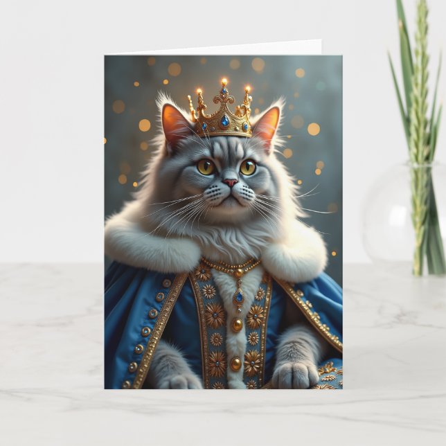 Kunglig Katt Födelsedagskort Kort (Framsida)