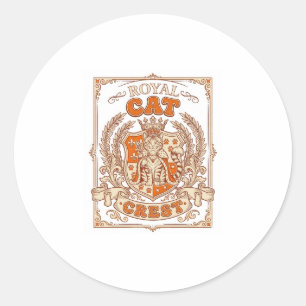 Kunglig Katt Krönings Katt Heraldik Vapen Vintage Runt Klistermärke