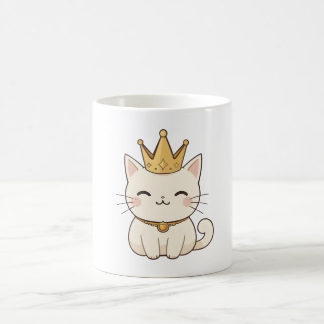 Kunglig katt med gyllene krona Kawaii-design Kaffemugg (Center)