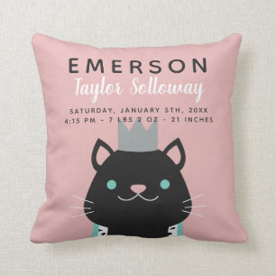 Kunglig katt med kronafödelsestatistik kudde