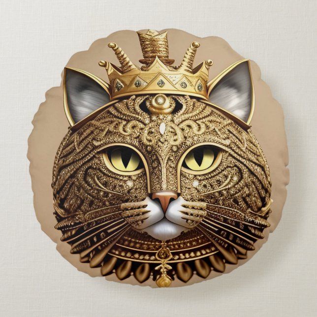 Kunglig kattprofil rund kudde (Framsidan)