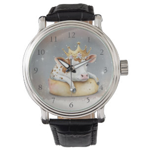 Kunglig ko som drömmer på osttronen armbandsur