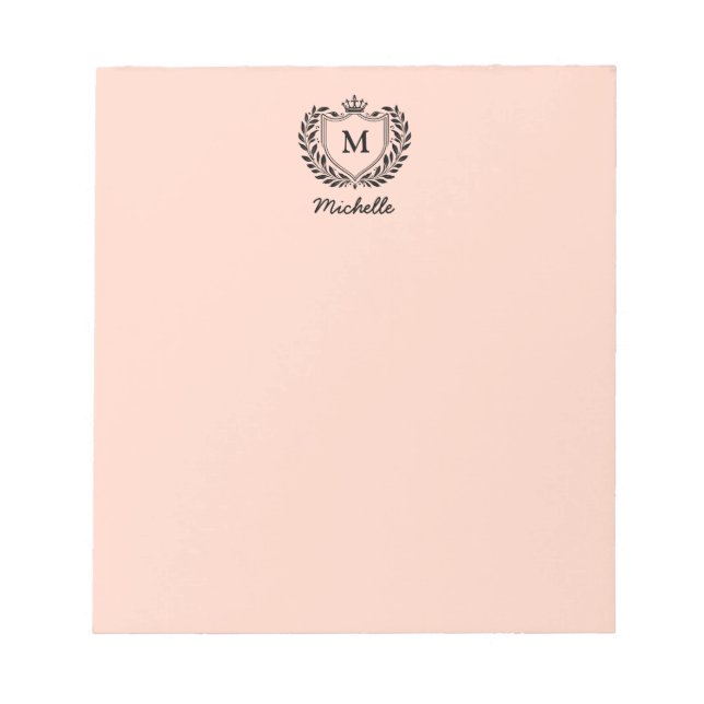 Kunglig Krest Emblem Monogram Skript Namn Korall Anteckningsblock (Framsida)
