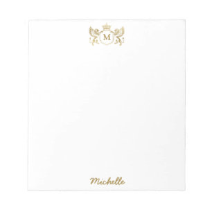 Kunglig Kron Emblem Lejon Monogram Skrift Guld Anteckningsblock