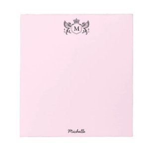 Kunglig Kron Emblem Lejon Monogram Skrift Rosa Anteckningsblock