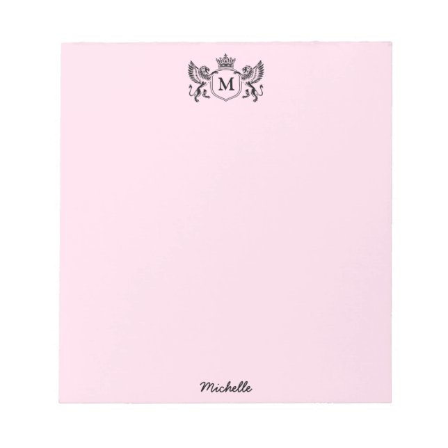 Kunglig Kron Emblem Lejon Monogram Skrift Rosa Anteckningsblock (Framsida)