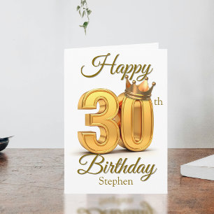 Kunglig krona och förgyllda detaljer 30-årsfirande kort