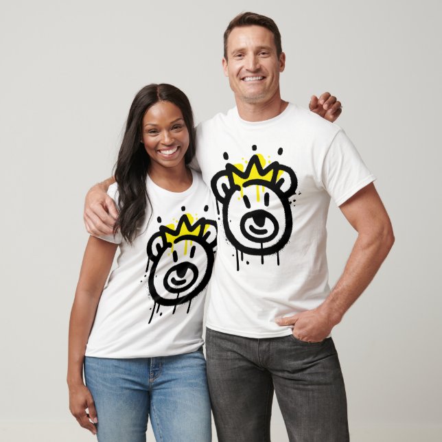 Kunglig Kronad Teddybjörn Graffiti Design T Shirt (Unisex)