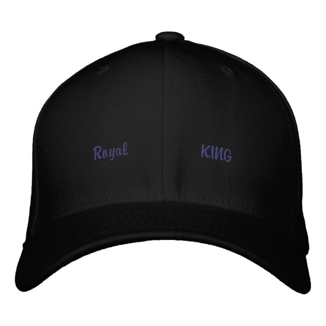 Kunglig kung tryckt svart ull snygg outfit-hatt  broderad keps (Framsida)