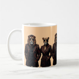 Kunglig Lejon & Lejoninna Mäktigt Par i Etnisk Sti Kaffemugg