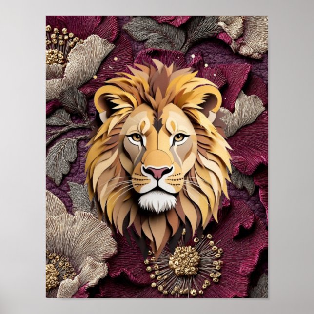 Kunglig Lejonblomning i Lagerformade Pappersklippt Poster (Framsidan)