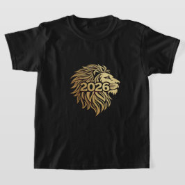 Kunglig Lejonhuvud Emblem med 2026 och Guld Folie T Shirt
