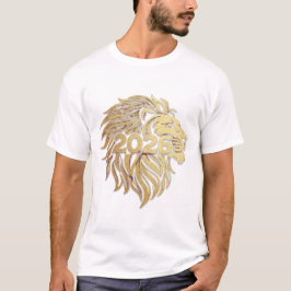 Kunglig Lejonhuvud Emblem med 2026 och Guld Folie T Shirt