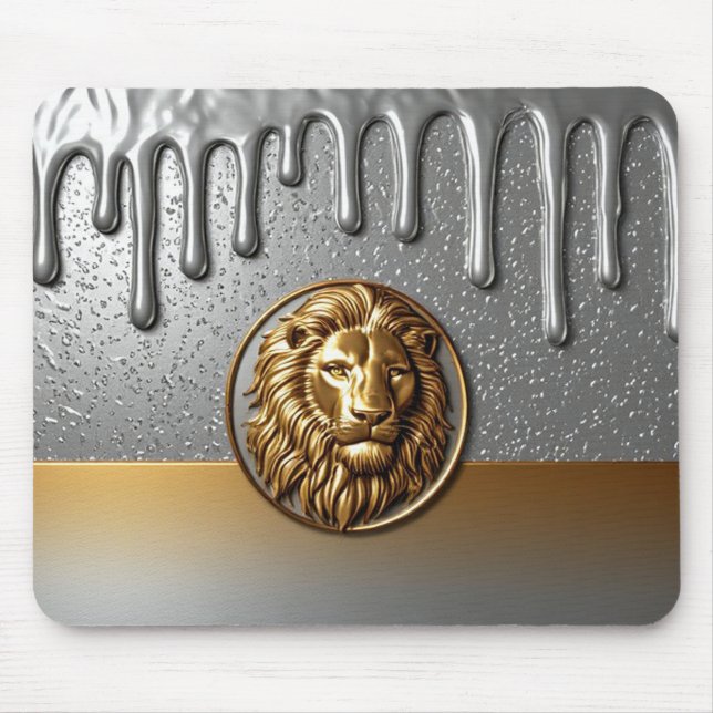 Kunglig Lejonkam med Guld Metallstruktur 🦁 Musmatta (Framsidan)