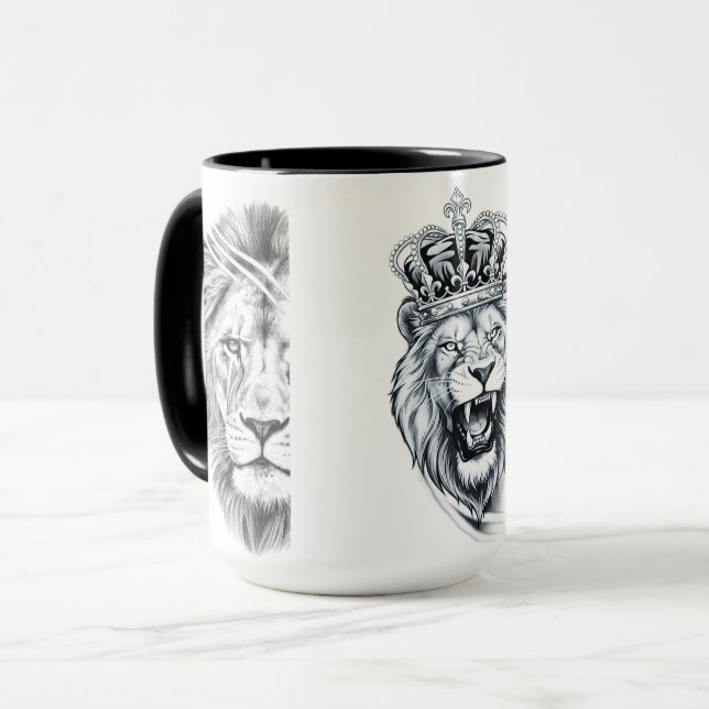 Kunglig Lejonkung Styrka Grafik Mugg (Framsida vänster)