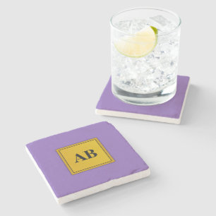 Kunglig lila enfärgad med monogram stenunderlägg