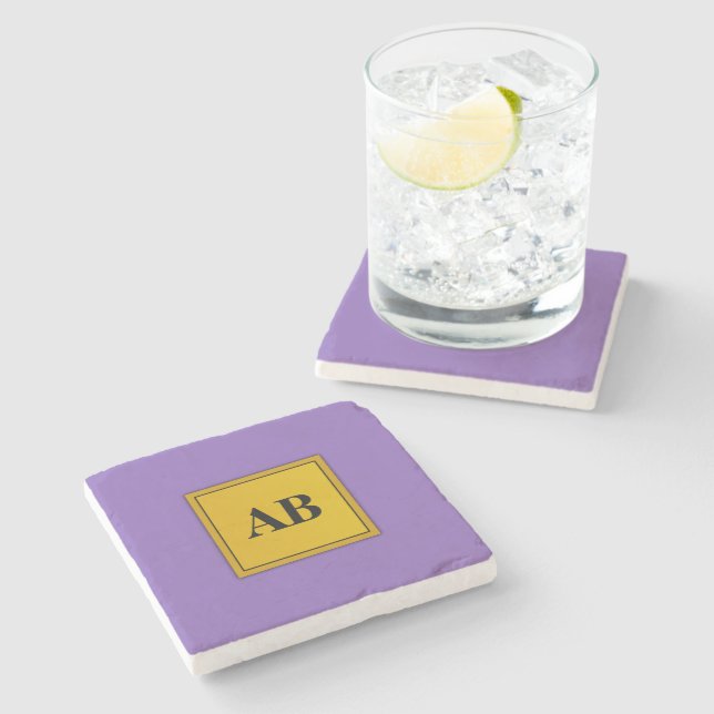 Kunglig lila enfärgad med monogram stenunderlägg (Sidan)