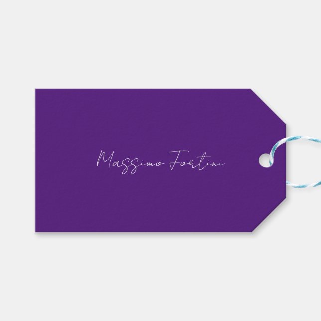 Kunglig Lila Enkel Elegant Minimalistisk Kalligraf Presentetikett (Framsidan (Horisontell))