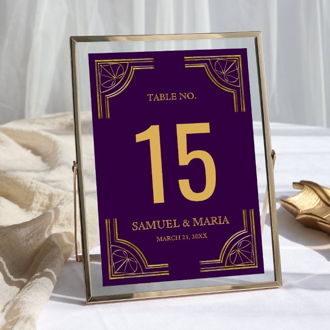Kunglig Lila Guld Ornament Bordnummer för Bröllop Bordsnummer (Skapare uppladdad)