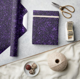 Kunglig Lila Metallisk Svart Glittermönster Presentpapper