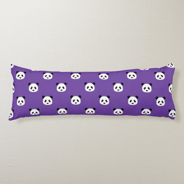 Kunglig Lila - Minimalistisk Pandamönster Kroppskudde (Framsidan)