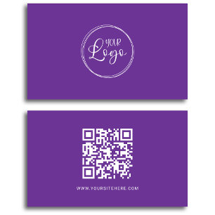 Kunglig Lila och Vit Logotyp Minimalistisk QR-kod Visitkort