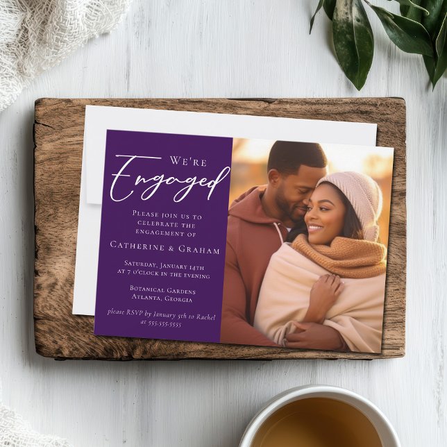 Kunglig Lila Par Foto Förlovning Meddelande (Skapare uppladdad)