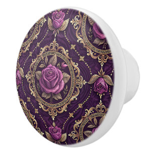 Kunglig Lila Rosa Guld Vintage RullningsAccent Knopp