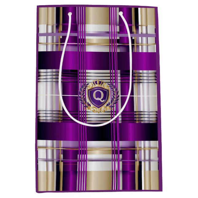 Kunglig Lila Rutig Monogram  (Framsidan)