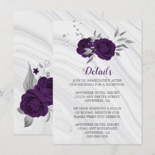 kunglig lila silvergrå blommar marmor detaljer tilläggskort