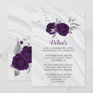 kunglig lila silvergrå blommar marmor detaljer tilläggskort