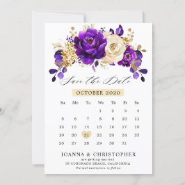 Kunglig Lila Violett Guld kalender Spara Datumet