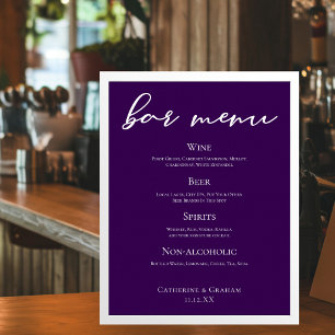 Kunglig Lila Vit Typografi Bröllopsbar Meny Poster