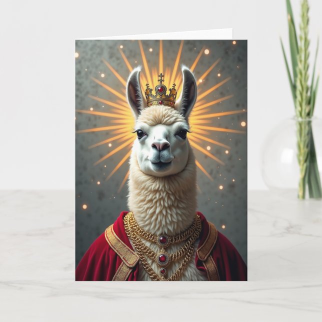 Kunglig Llama Födelsedagskort Kort (Framsida)