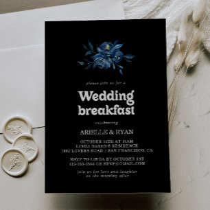 Kunglig Marin Blommig Bröllopslunch Inbjudningar