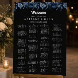 Kunglig marinblå blomstergloben alfabetisk sittpla poster