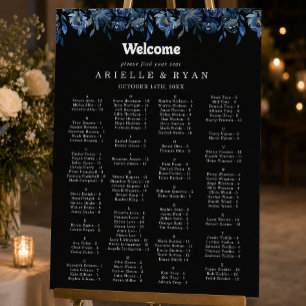 Kunglig marinblå blomstergloben alfabetisk sittpla poster